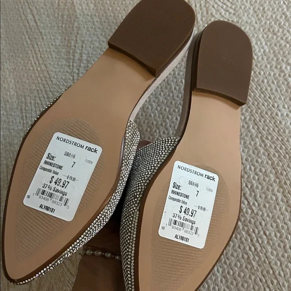 Steve Madden Gold Crystal Slip-On Mules - Picture 2 of 3